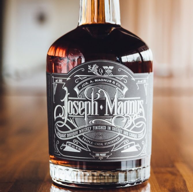 The Joseph Magnus Bourbon label up close